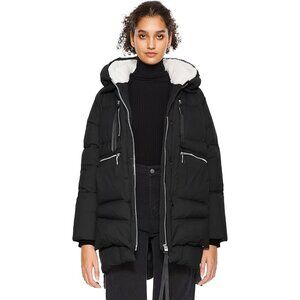 Orolay Women's Black Hooded Down Jacket With Fleece Lining Size Large 318